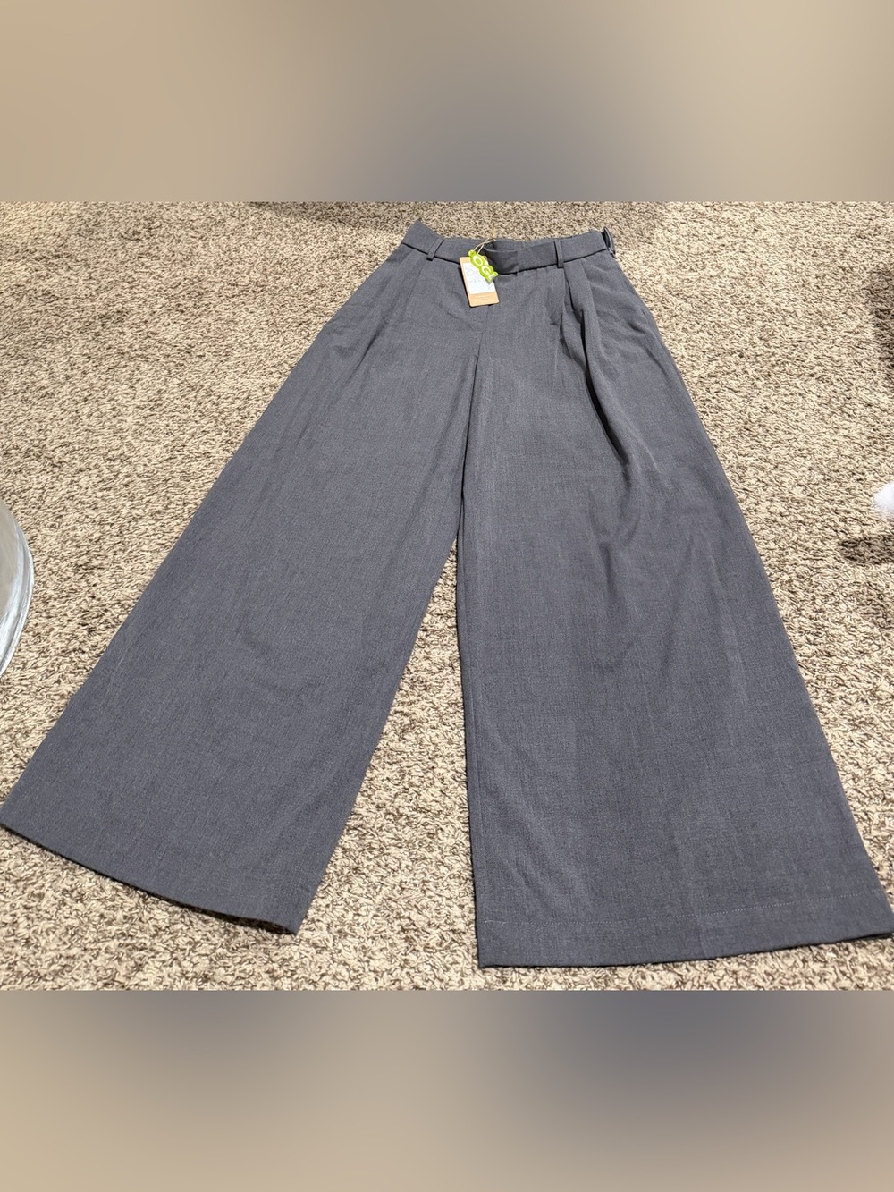 NWT OGL Wide-Leg Pleated Pants in Charcoal Gray size small petite